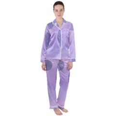 Purple Large Print Polka Dota Satin Long Sleeve Pyjamas Set by SpinnyChairDesigns