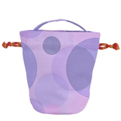 Purple Large Print Polka Dota Drawstring Bucket Bag by SpinnyChairDesigns