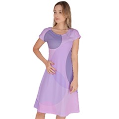 Purple Large Print Polka Dota Classic Short Sleeve Dress by SpinnyChairDesigns