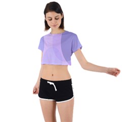 Purple Large Print Polka Dota Tie Back Short Sleeve Crop Tee by SpinnyChairDesigns