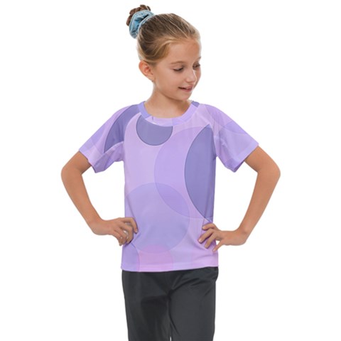 Purple Large Print Polka Dota Kids  Mesh Piece Tee by SpinnyChairDesigns