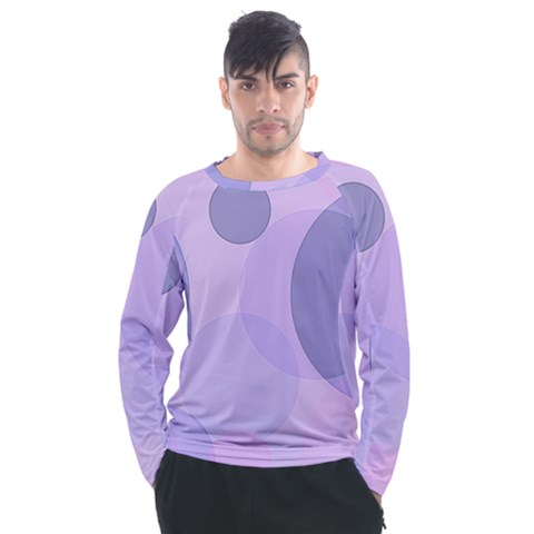 Purple Large Print Polka Dota Men s Long Sleeve Raglan Tee by SpinnyChairDesigns