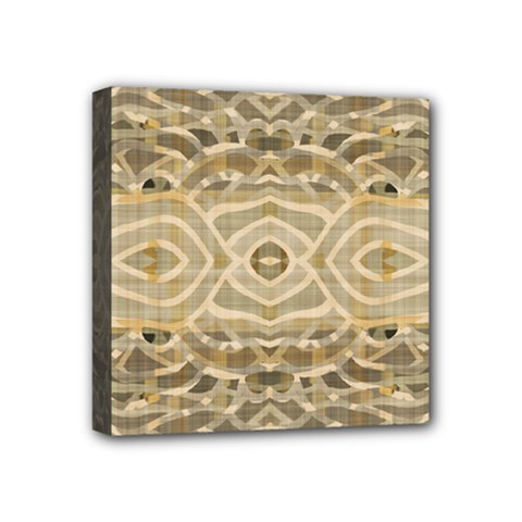 Ecru And Brown Intricate Pattern Mini Canvas 4  X 4  (stretched) by SpinnyChairDesigns