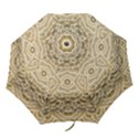 Ecru and Brown Intricate Pattern Folding Umbrellas View1