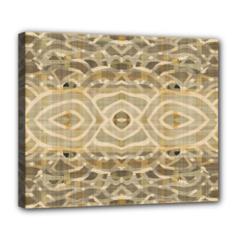 Ecru And Brown Intricate Pattern Deluxe Canvas 24  X 20  (stretched) by SpinnyChairDesigns