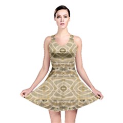 Ecru And Brown Intricate Pattern Reversible Skater Dress by SpinnyChairDesigns