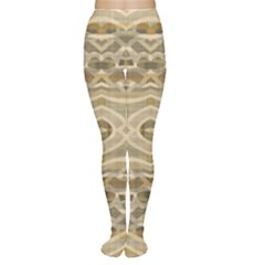 Ecru And Brown Intricate Pattern Tights by SpinnyChairDesigns