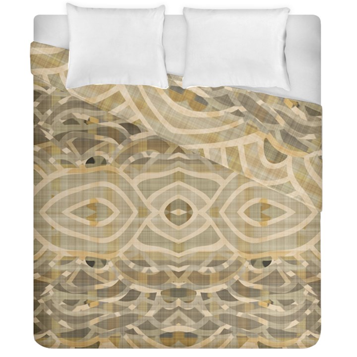 Ecru and Brown Intricate Pattern Duvet Cover Double Side (California King Size)