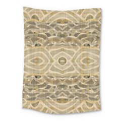 Ecru And Brown Intricate Pattern Medium Tapestry by SpinnyChairDesigns