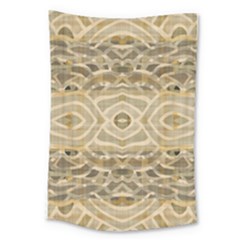 Ecru And Brown Intricate Pattern Large Tapestry by SpinnyChairDesigns