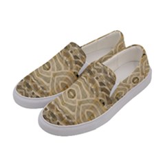 Ecru And Brown Intricate Pattern Women s Canvas Slip Ons by SpinnyChairDesigns