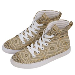 Ecru And Brown Intricate Pattern Men s Hi-top Skate Sneakers by SpinnyChairDesigns