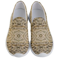 Ecru And Brown Intricate Pattern Men s Lightweight Slip Ons by SpinnyChairDesigns