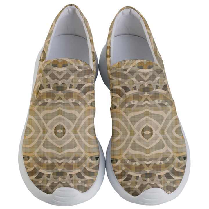 Ecru and Brown Intricate Pattern Women s Lightweight Slip Ons