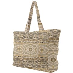 Ecru And Brown Intricate Pattern Simple Shoulder Bag by SpinnyChairDesigns