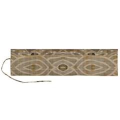 Ecru And Brown Intricate Pattern Roll Up Canvas Pencil Holder (l) by SpinnyChairDesigns