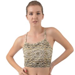 Ecru And Brown Intricate Pattern Mini Tank Bikini Top by SpinnyChairDesigns