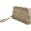 Ecru and Brown Intricate Pattern Wristlet Pouch Bag (Small) View1