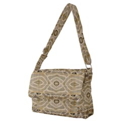 Ecru And Brown Intricate Pattern Full Print Messenger Bag (m) by SpinnyChairDesigns