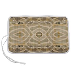 Ecru And Brown Intricate Pattern Pen Storage Case (m)