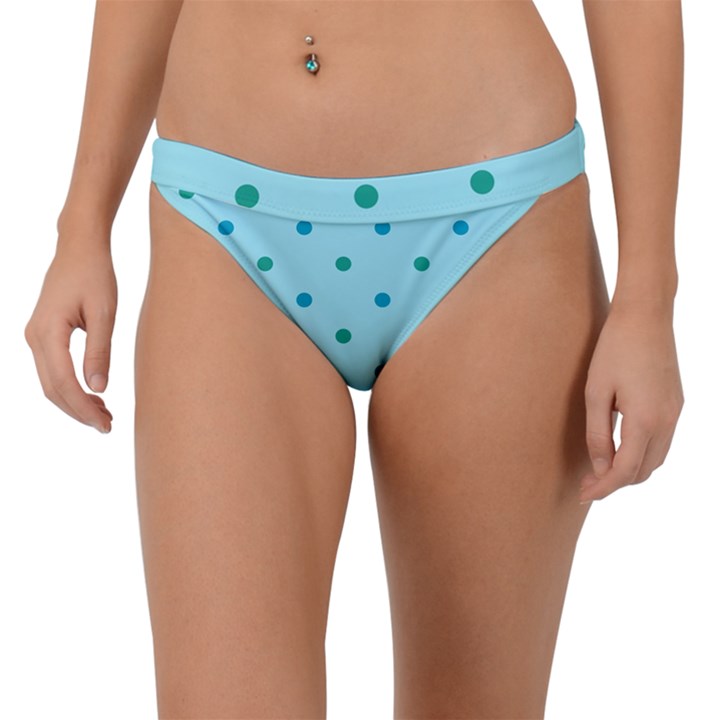 Blue Teal Green Polka Dots Band Bikini Bottom