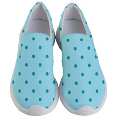 Blue Teal Green Polka Dots Women s Lightweight Slip Ons by SpinnyChairDesigns