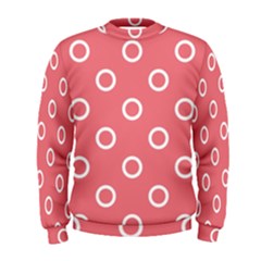 Coral Pink And White Circles Polka Dots Men s Sweatshirt by SpinnyChairDesigns