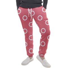 Coral Pink And White Circles Polka Dots Men s Jogger Sweatpants by SpinnyChairDesigns