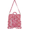 Coral Pink and White Circles Polka Dots Crossbody Backpack View3