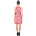 Coral Pink and White Circles Polka Dots Halter Collar Waist Tie Chiffon Dress View2