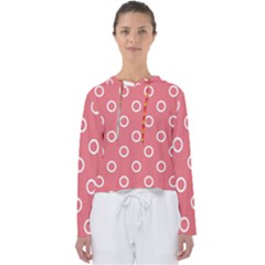 Coral Pink And White Circles Polka Dots Women s Slouchy Sweat by SpinnyChairDesigns