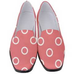 Coral Pink And White Circles Polka Dots Women s Classic Loafer Heels by SpinnyChairDesigns