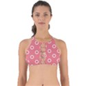 Coral Pink and White Circles Polka Dots Perfectly Cut Out Bikini Top View1