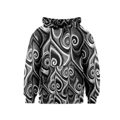 Abstract Black And White Swirls Spirals Kids  Pullover Hoodie by SpinnyChairDesigns