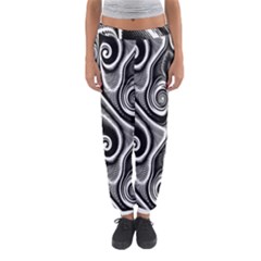 Abstract Black And White Swirls Spirals Women s Jogger Sweatpants by SpinnyChairDesigns