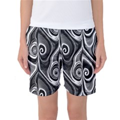 Abstract Black And White Swirls Spirals Women s Basketball Shorts