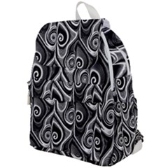 Abstract Black And White Swirls Spirals Top Flap Backpack by SpinnyChairDesigns