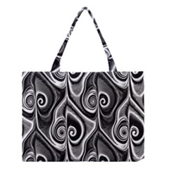 Abstract Black And White Swirls Spirals Medium Tote Bag by SpinnyChairDesigns