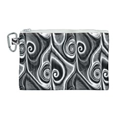 Abstract Black And White Swirls Spirals Canvas Cosmetic Bag (large) by SpinnyChairDesigns