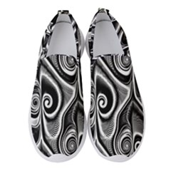 Abstract Black And White Swirls Spirals Women s Slip On Sneakers by SpinnyChairDesigns