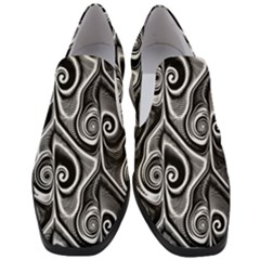 Abstract Black And White Swirls Spirals Women Slip On Heel Loafers by SpinnyChairDesigns