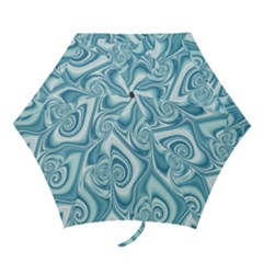 Abstract Blue White Spirals Swirls Mini Folding Umbrellas by SpinnyChairDesigns