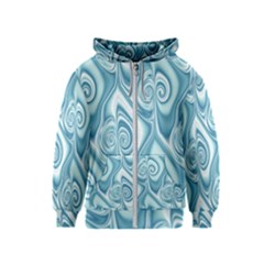 Abstract Blue White Spirals Swirls Kids  Zipper Hoodie by SpinnyChairDesigns