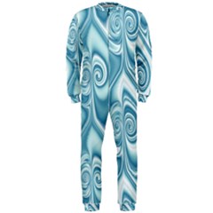 Abstract Blue White Spirals Swirls Onepiece Jumpsuit (men)  by SpinnyChairDesigns