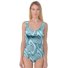 Abstract Blue White Spirals Swirls Princess Tank Leotard  by SpinnyChairDesigns