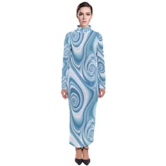 Abstract Blue White Spirals Swirls Turtleneck Maxi Dress by SpinnyChairDesigns