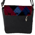 Burgundy Black Blue Abstract Check Pattern Flap Closure Messenger Bag (S) View1