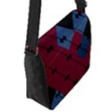 Burgundy Black Blue Abstract Check Pattern Flap Closure Messenger Bag (S) View2