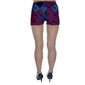 Burgundy Black Blue Abstract Check Pattern Skinny Shorts View2