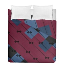 Burgundy Black Blue Abstract Check Pattern Duvet Cover Double Side (full/ Double Size)